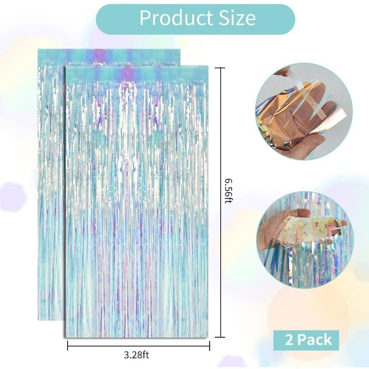 Iridescent Purple Foil Fringe Curtains – 2 Pack, 3.28 × 6.56 ft - Just Closeouts Canada Inc.