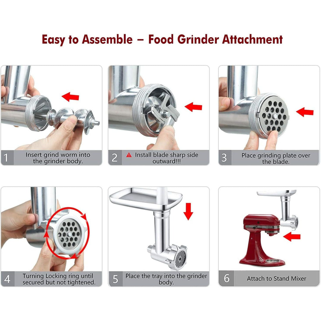 iVict Food Meat Grinder Attachment Compatible for KitchenAid Stand Mixers and Cuisinart Stand Mixers SM - 50 series Included Sausage Stuffer/Grinding Plates/Grinding Blade Accessory - Just Closeouts Canada Inc.