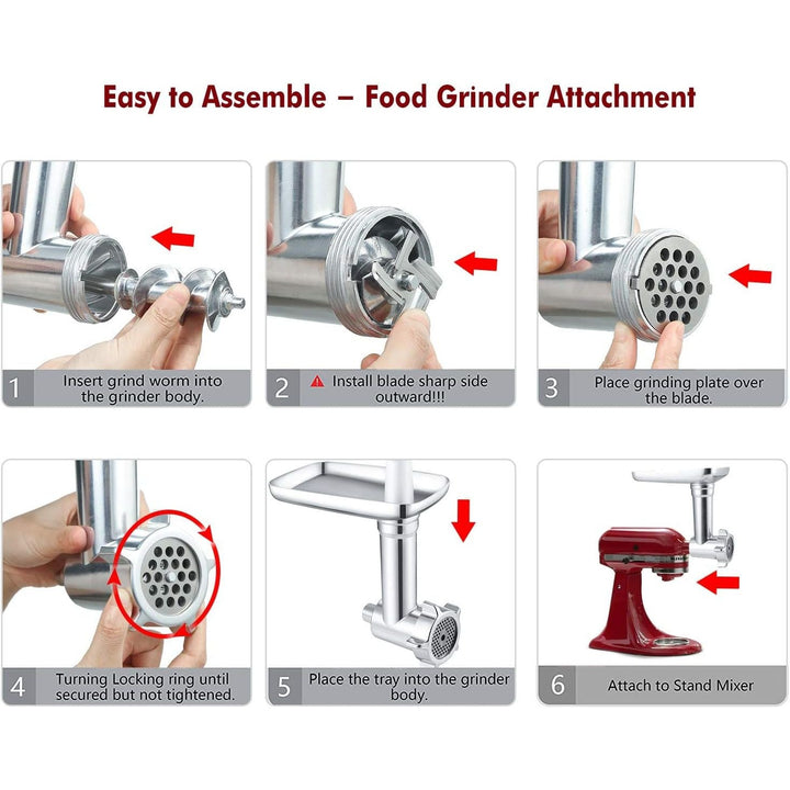 iVict Food Meat Grinder Attachment Compatible for KitchenAid Stand Mixers and Cuisinart Stand Mixers SM - 50 series Included Sausage Stuffer/Grinding Plates/Grinding Blade Accessory - Just Closeouts Canada Inc.