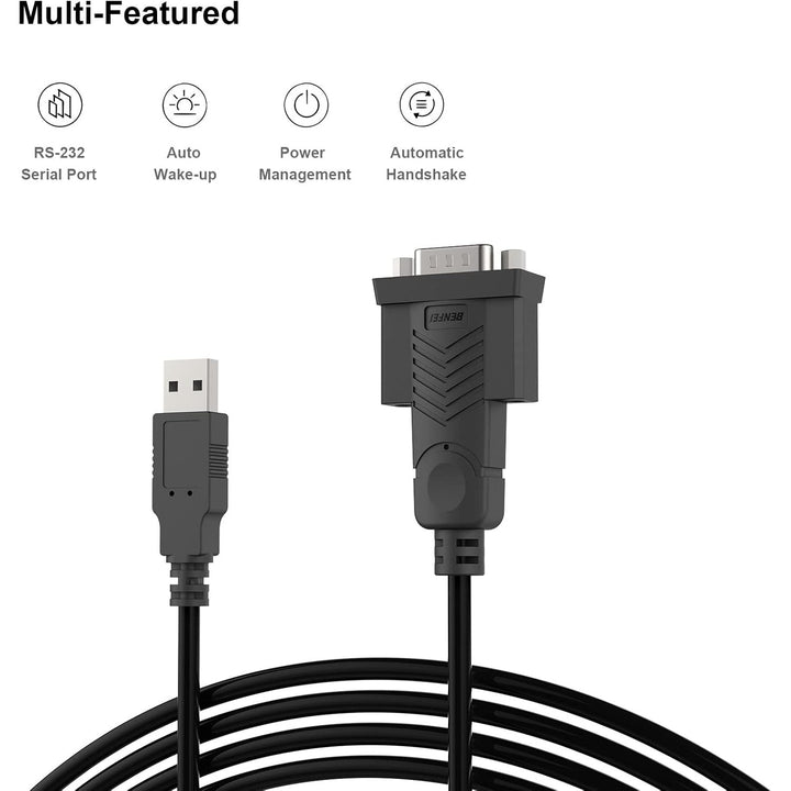 6-foot USB-A to RS-232 DB9 male serial adapter cable, view 5