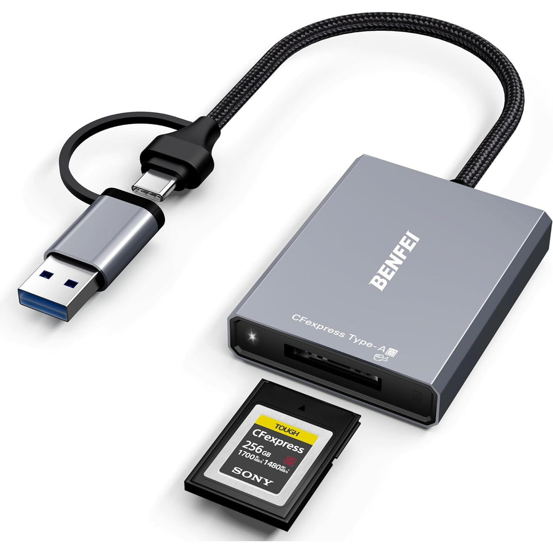 CFexpress Type A USB-A and USB-C card reader, view 1