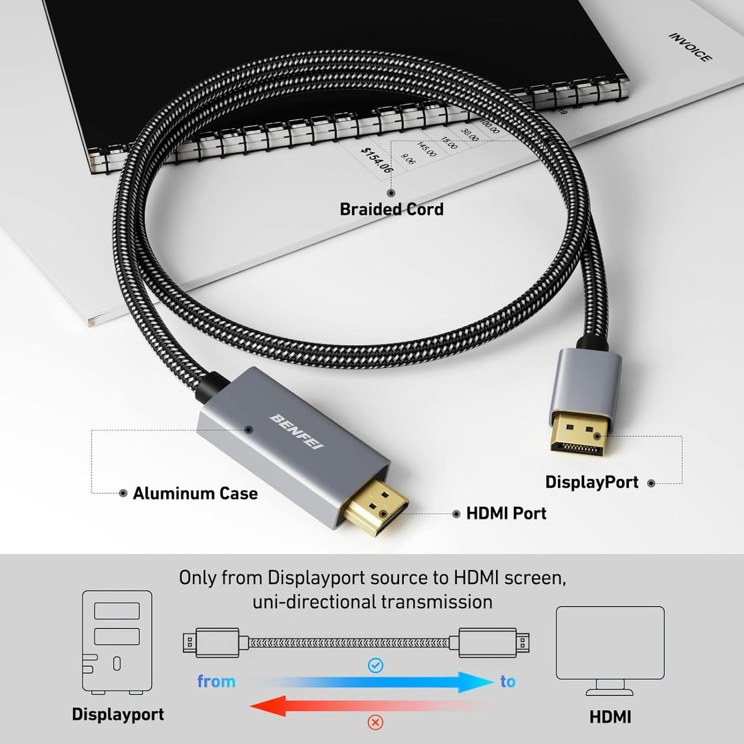 Three-foot DisplayPort to HDMI 4K cable, view 3