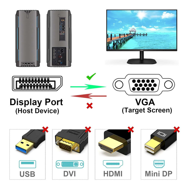 Three-foot DisplayPort to VGA 1080p cable, view 2