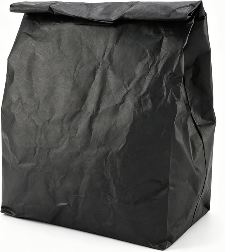Black reusable paper-style insulated lunch bag
