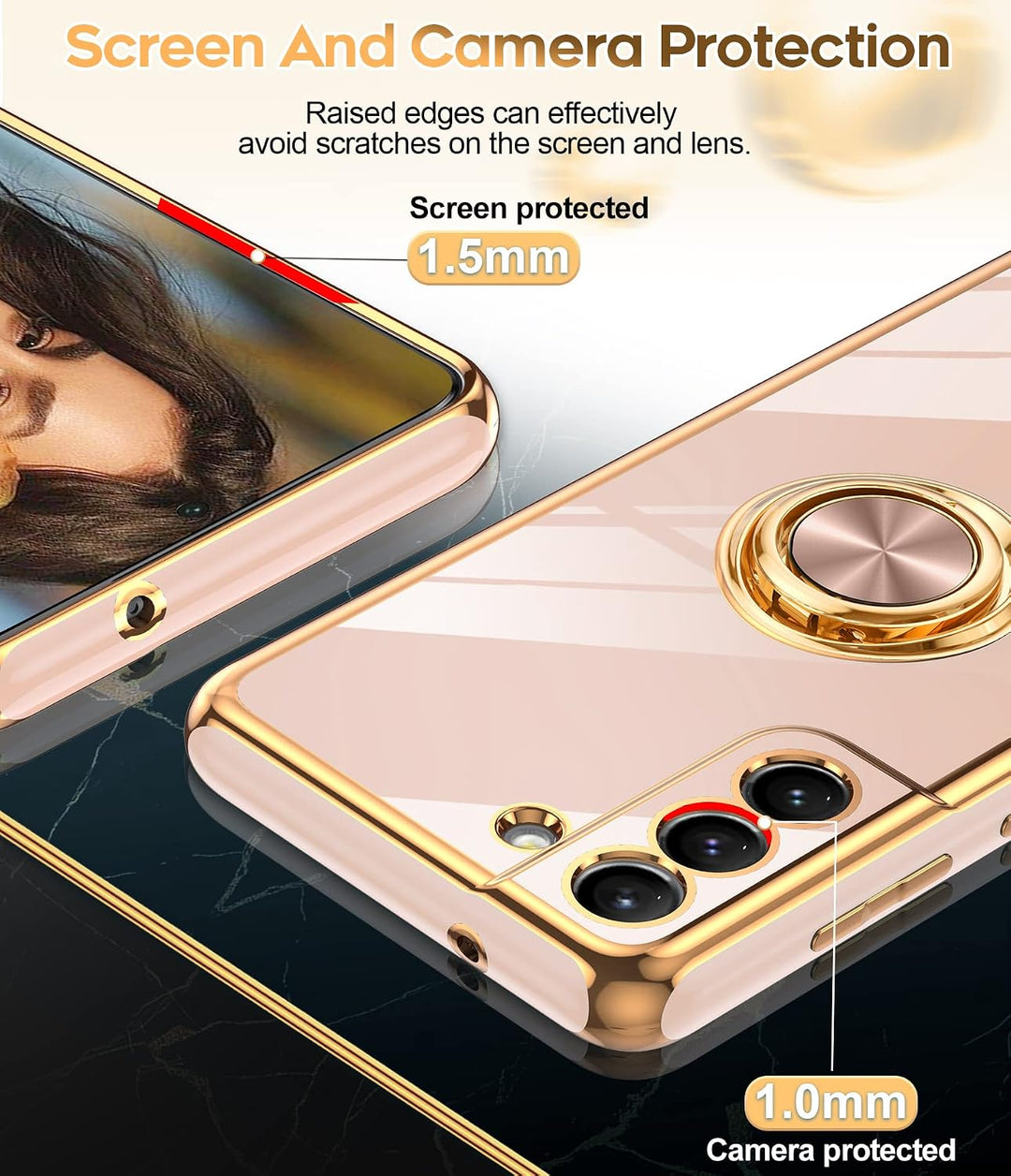 Pink Galaxy S21 FE case protection detail