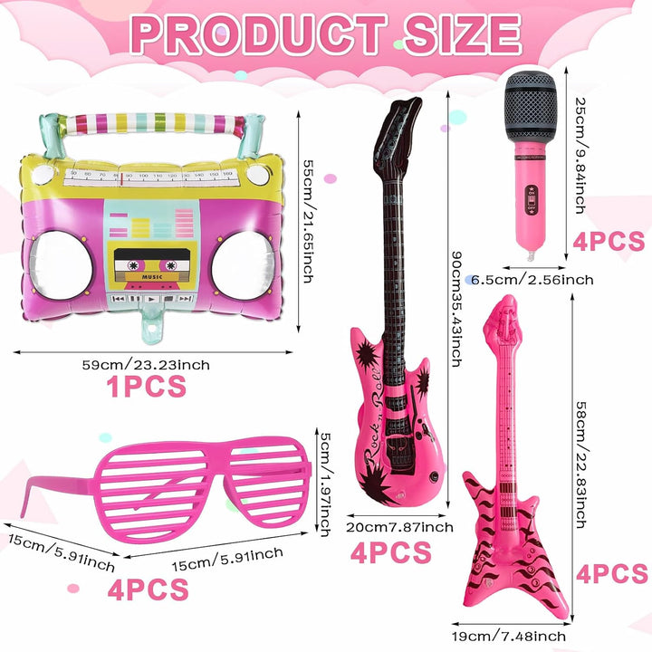 Inflatable guitars and basses in party prop set