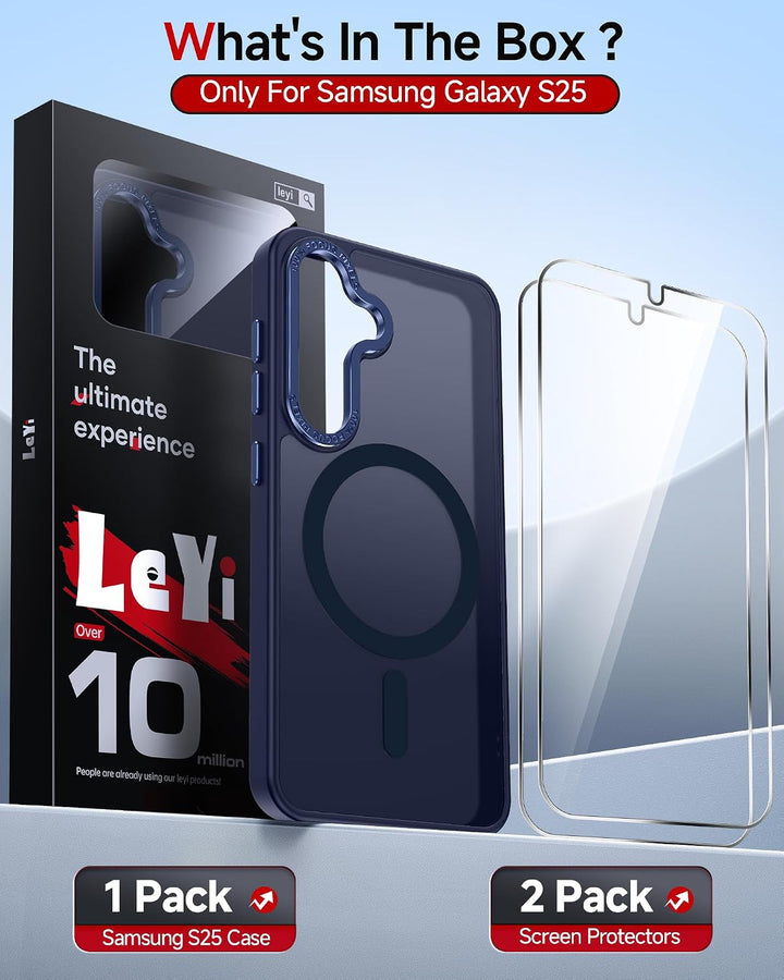 Blue Samsung Galaxy S25 magnetic matte case fit and cutouts