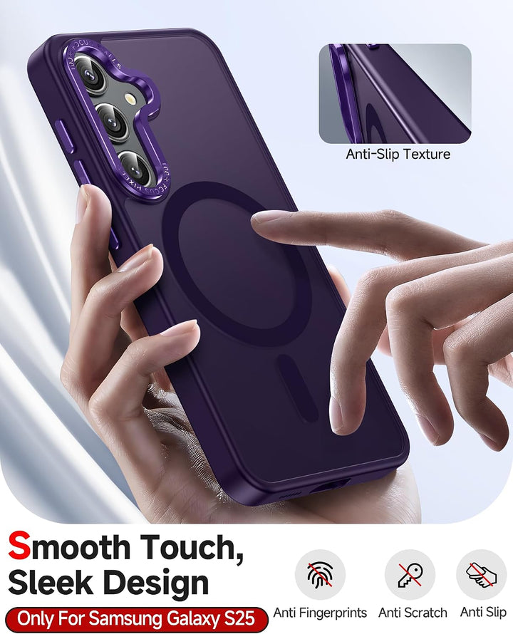 Purple Samsung Galaxy S25 magnetic matte case protective construction
