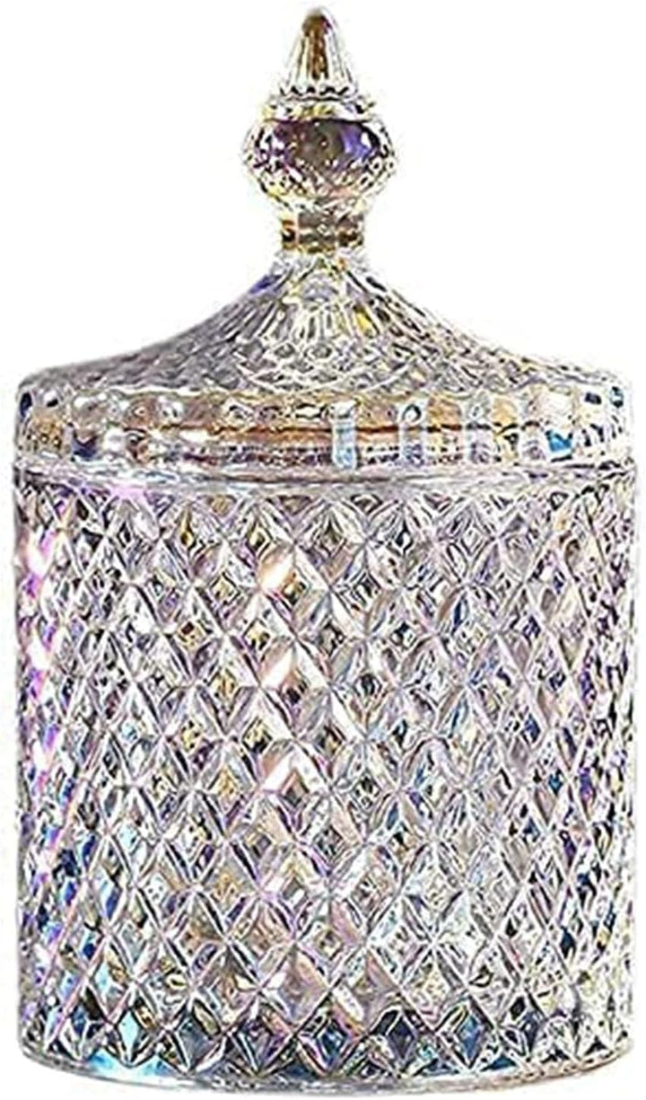 Butterfly clear faceted glass candy jar with lid, view 1