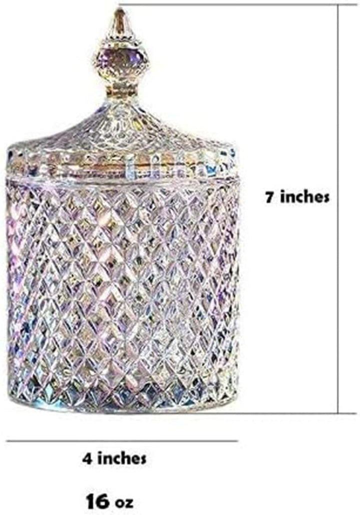 Butterfly clear faceted glass candy jar with lid, view 3