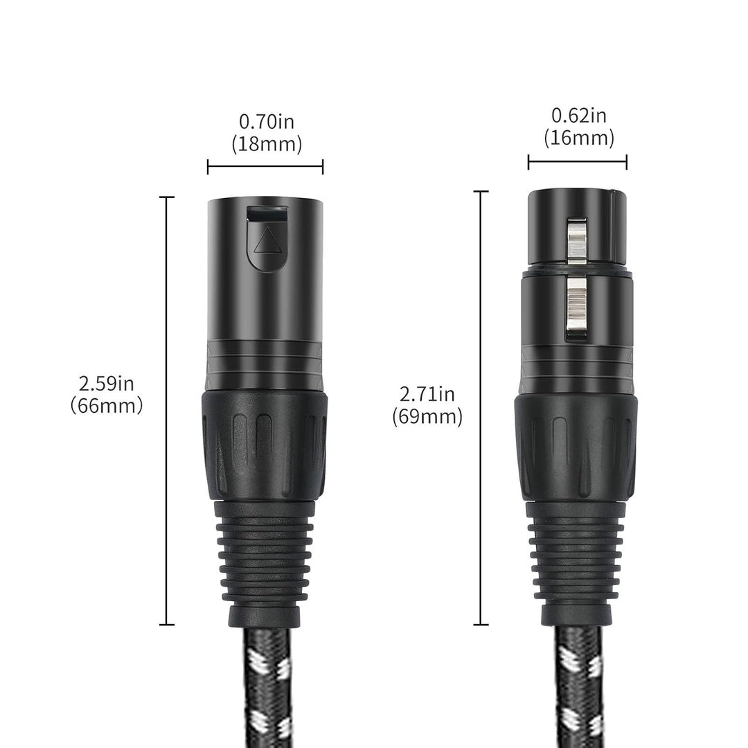 XLR male and female connector dimensions