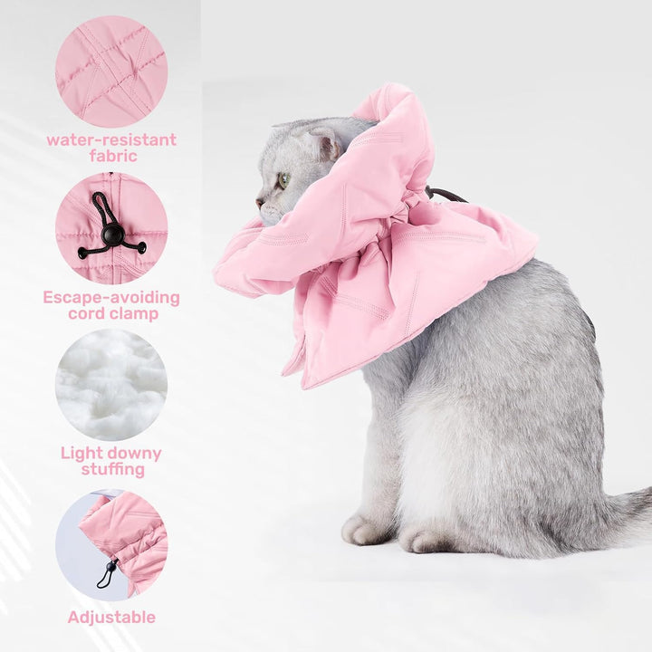 Water-resistant fabric and adjustable cord clamp on pink cat collar