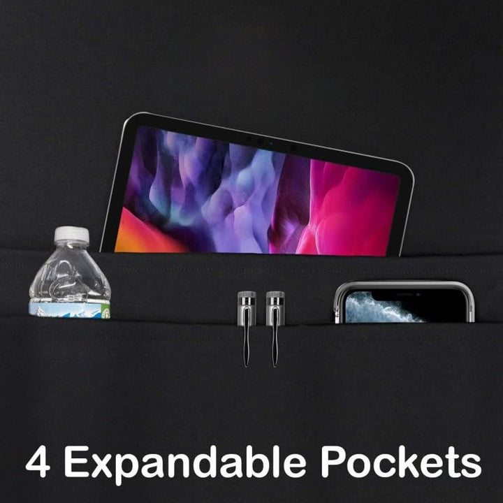 Four expandable pockets for travel essentials