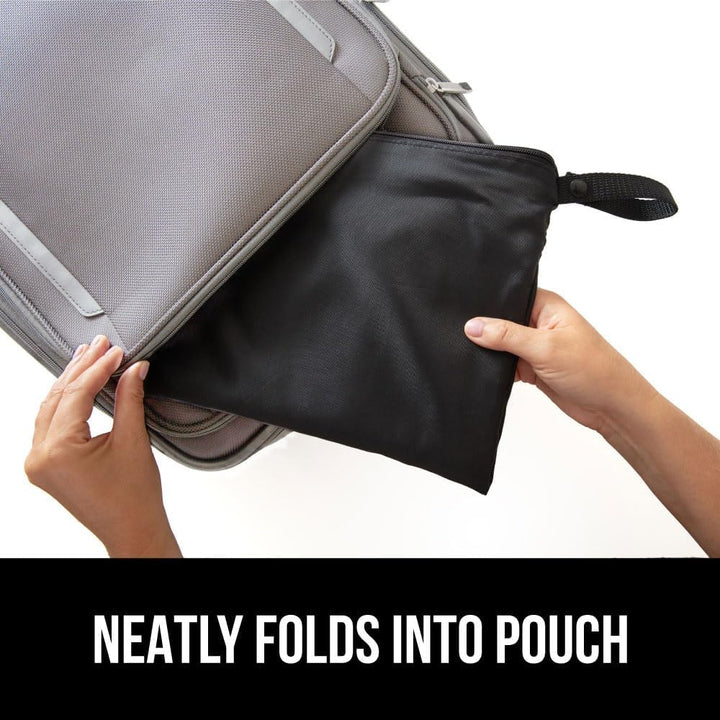 Travel bag folding into pouch