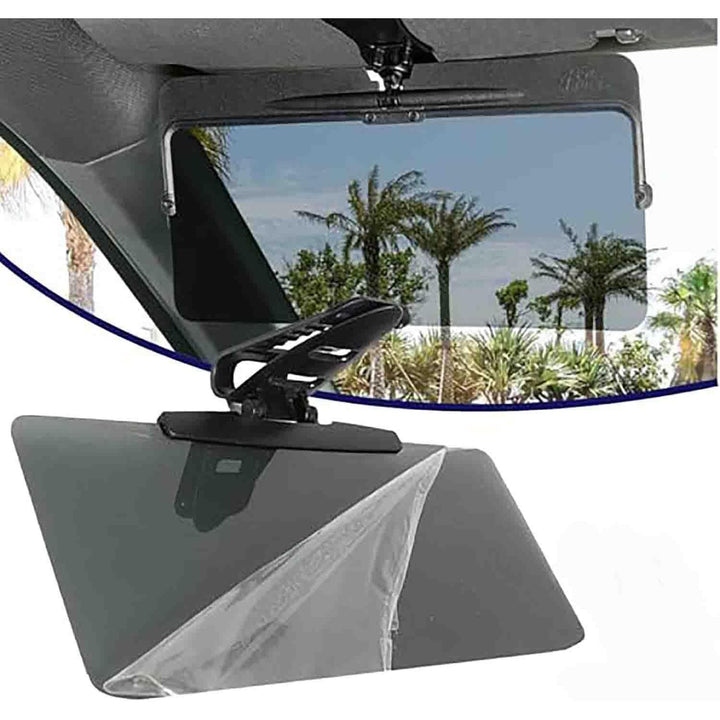 Clip-on polarized car sun visor extender