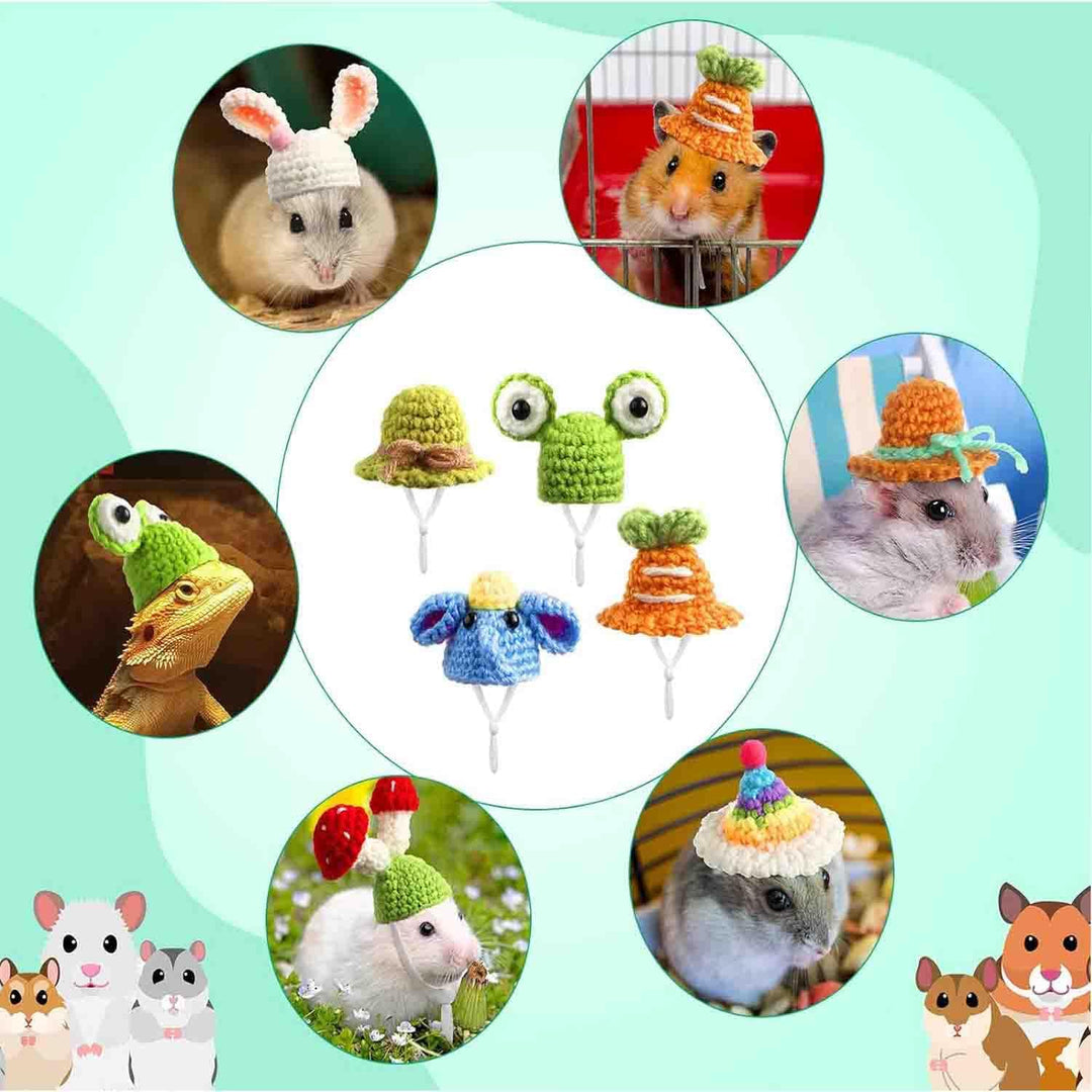 Assorted mini pet hats in use