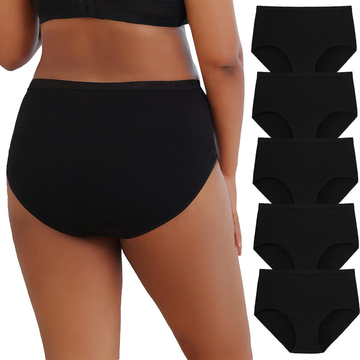 Black five-pack of high-waisted briefs
