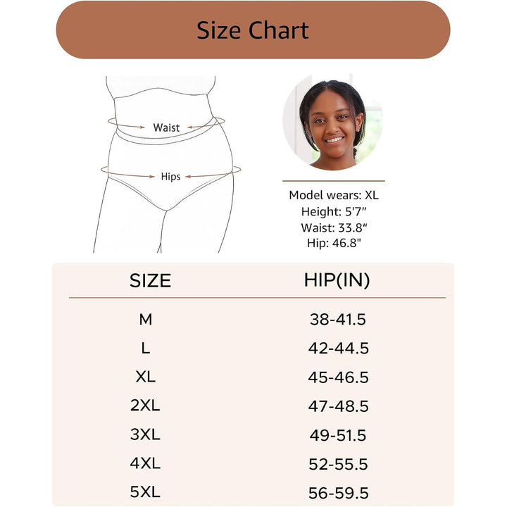 Size chart showing 5XL hip range