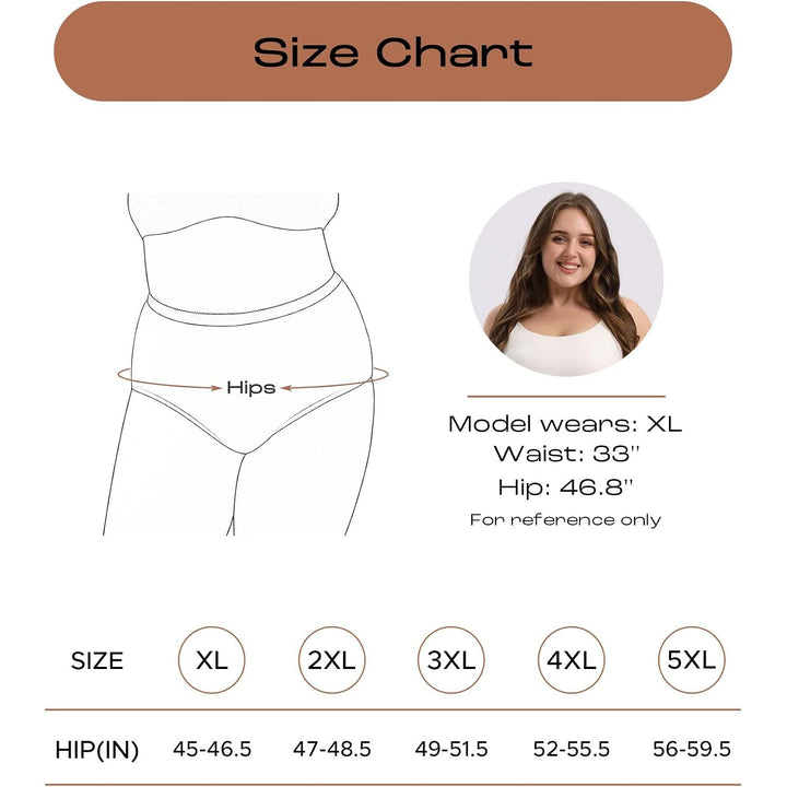 Size chart showing XXL hips 47–48.5 inches