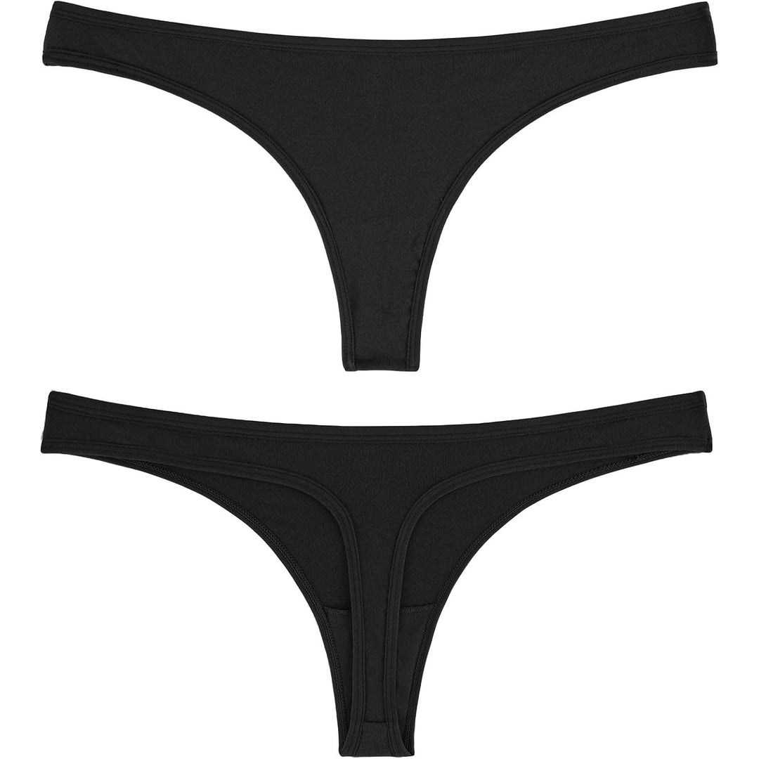 Black cotton thong front and back construction