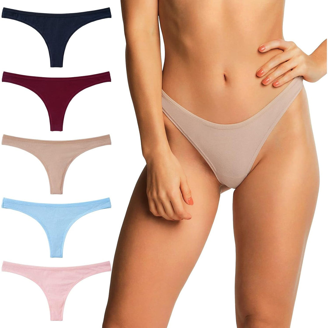 Basic five-pack of cotton thongs