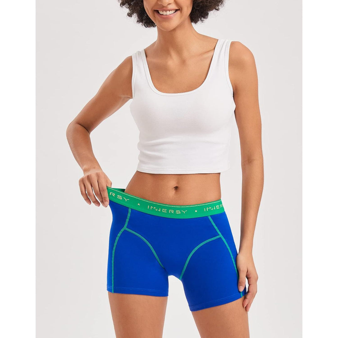 Blue boxer briefs front fit view