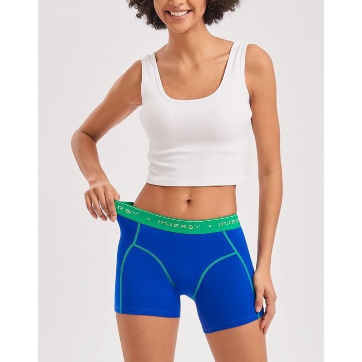 Blue boxer briefs front fit view