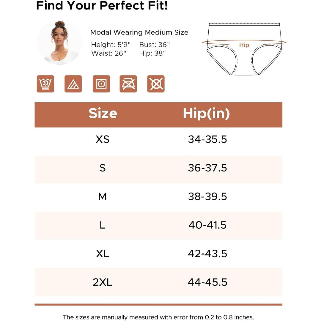 Modal hipster underwear size chart including Small