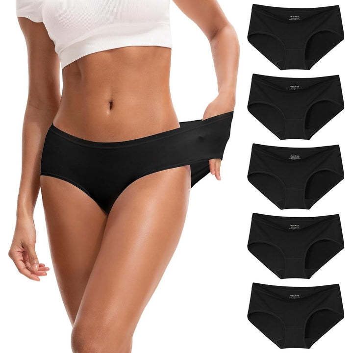 Black five-pack modal hipster underwear, front and pack