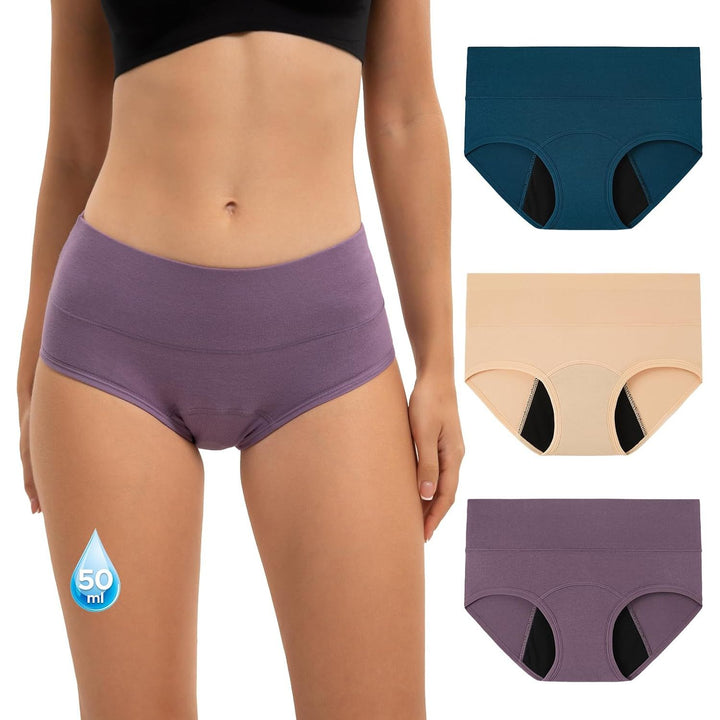 Earth Tone three-pack high-waisted period underwear