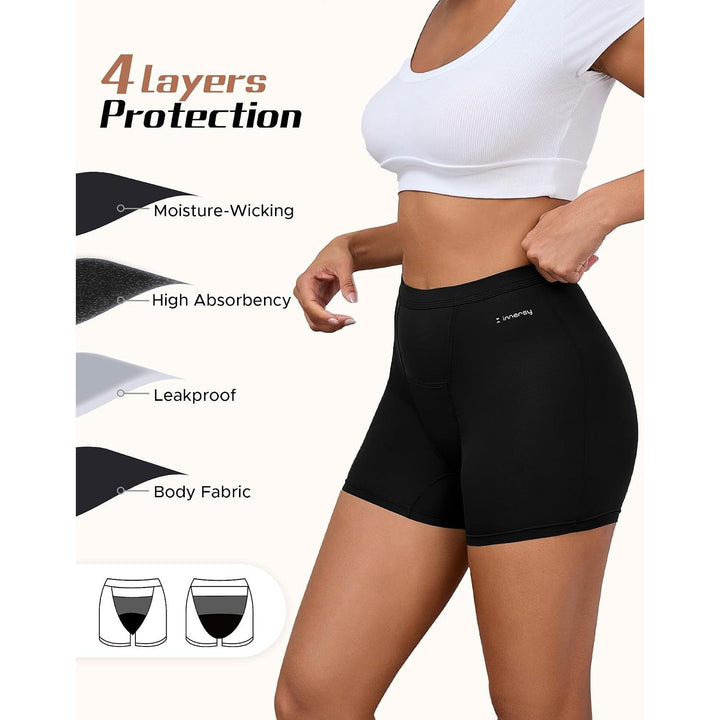 Black period boyshorts layered gusset detail