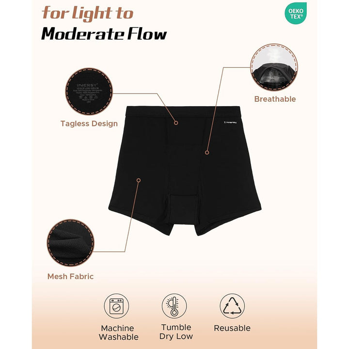 Black period boyshorts mesh and cotton gusset detail