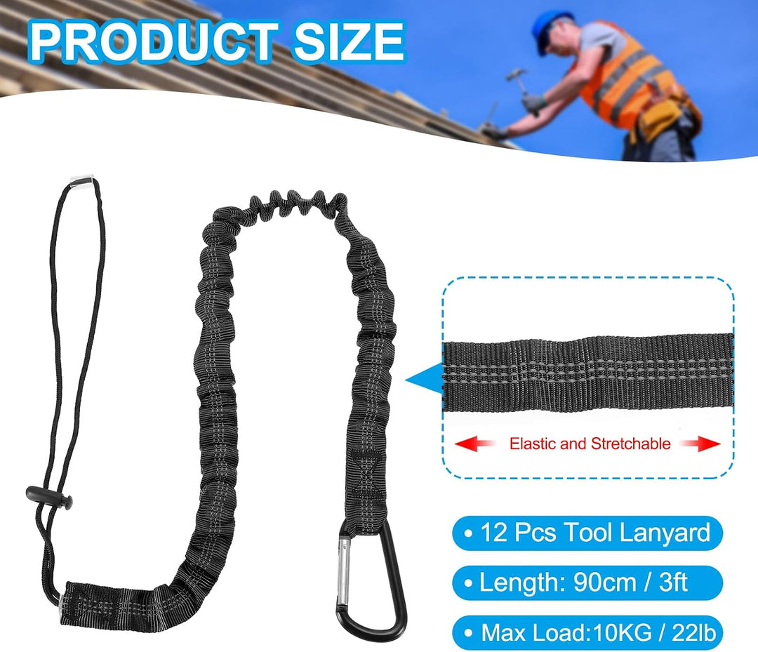 Black 3-foot tool lanyard length and load guide