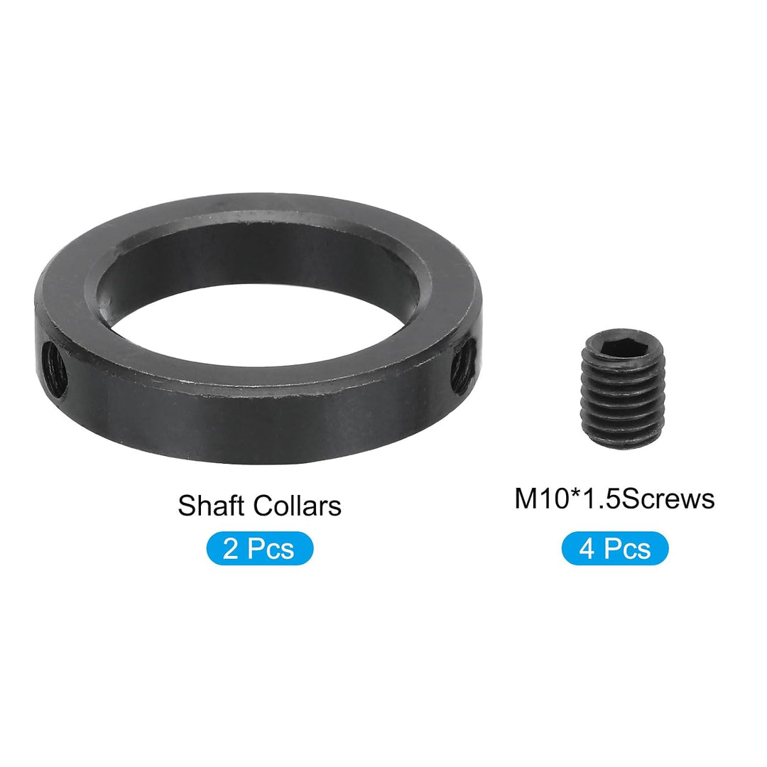 Black shaft collar and included set screws, two collars and four screws