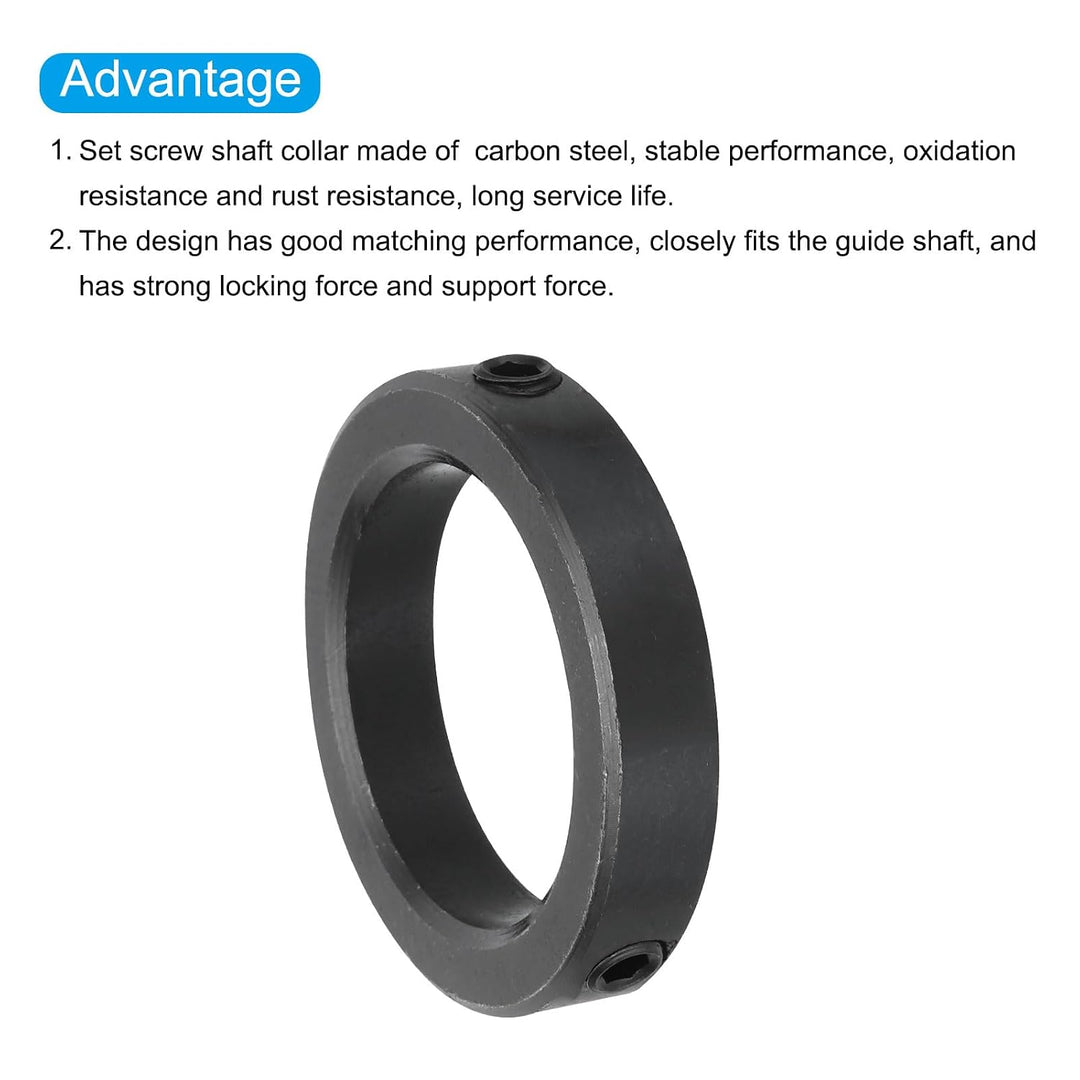 Close-up of black set-screw shaft collar