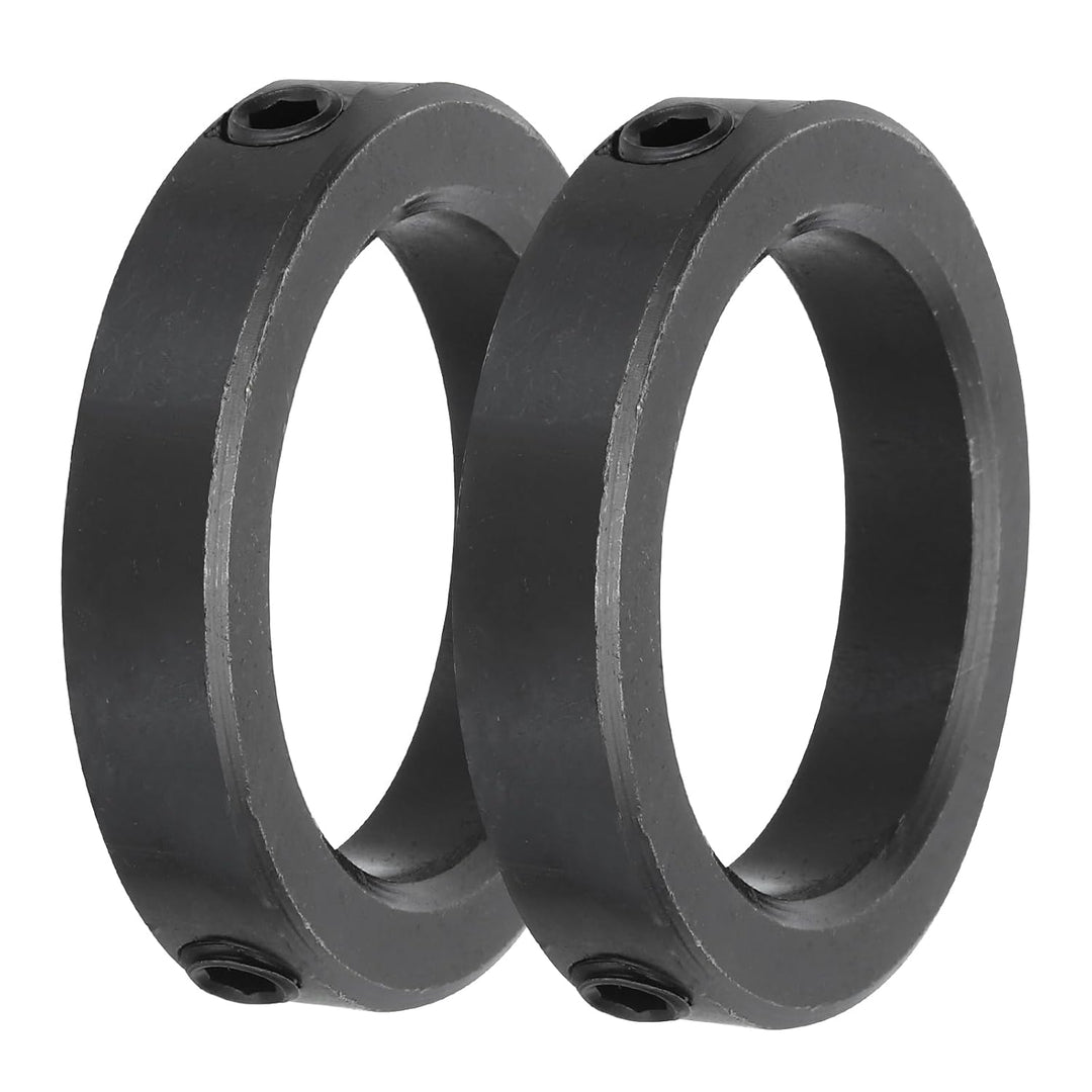 Black 2-inch bore carbon steel shaft collars, two pieces