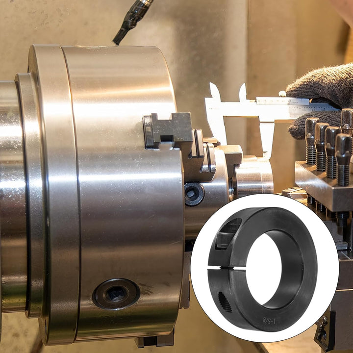 Double-split shaft collar for machinery use