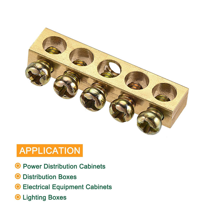 Five-position brass terminal bar for distribution equipment