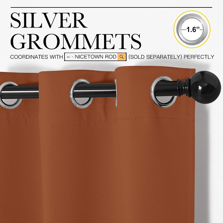 Burnt Orange Blackout Grommet Curtains, 42 x 63 in, 2 Panels — view 3