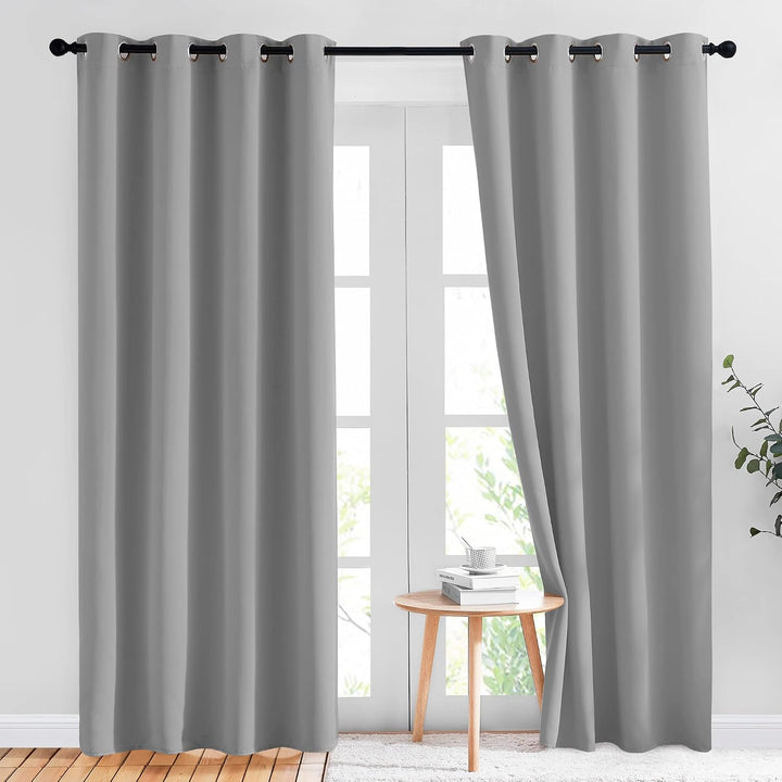 Silver Grey Blackout Grommet Curtains, 52 x 84 in, 2 Panels — view 1