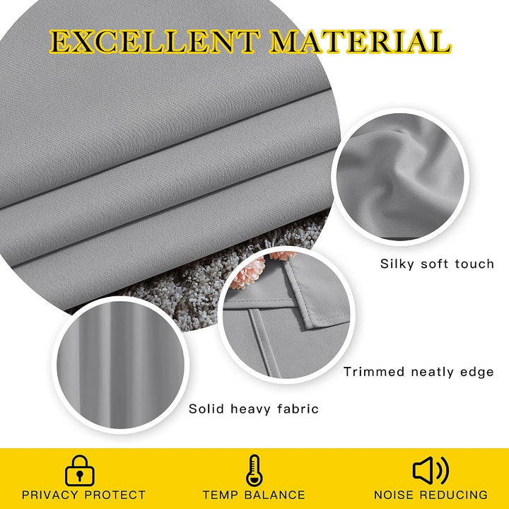 Silver Grey Blackout Grommet Curtains, 52 x 84 in, 2 Panels — view 3