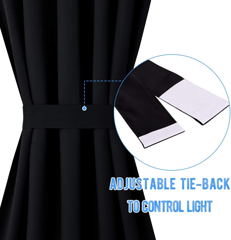 Black curtain adjustable tieback detail