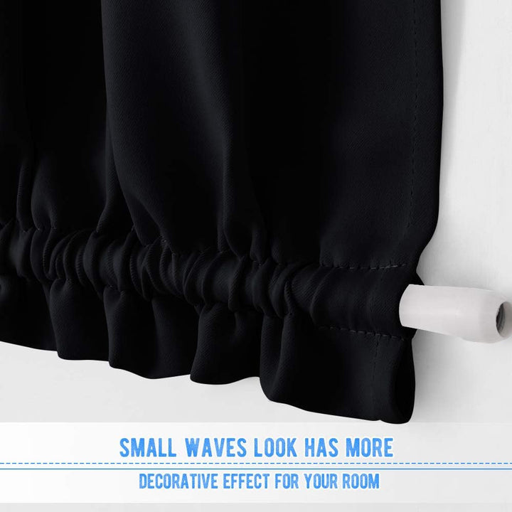 Black curtain lower dual rod pocket detail