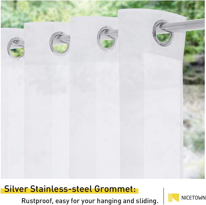 White Water-Repellent Outdoor Sheer Curtain, 100 x 96 in, 1 Panel — view 2