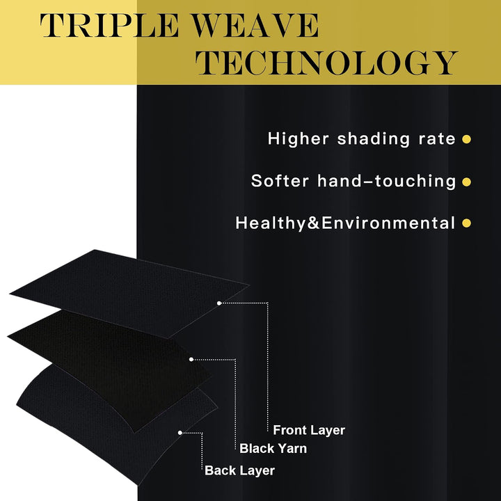 Black curtain triple weave fabric construction