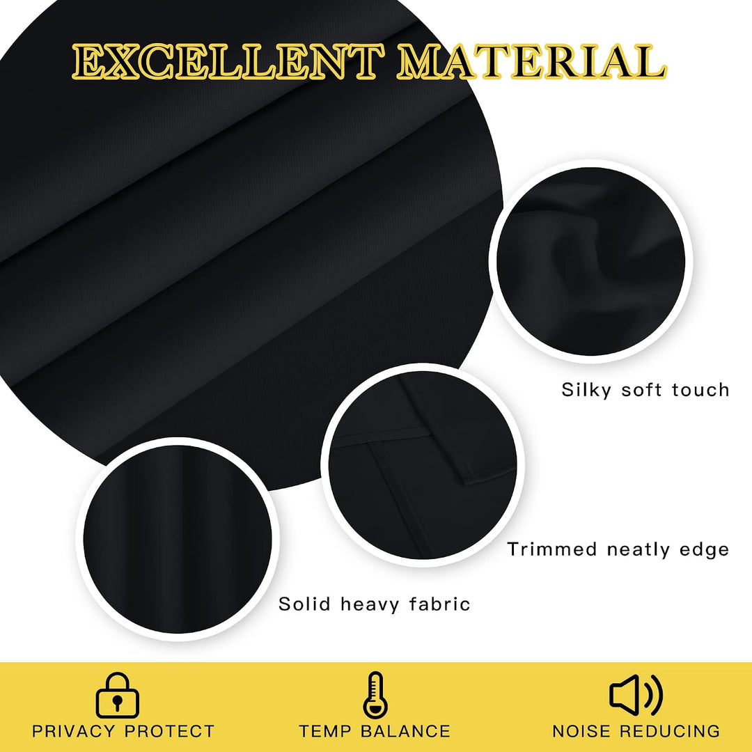 Black curtain fabric and stitching details