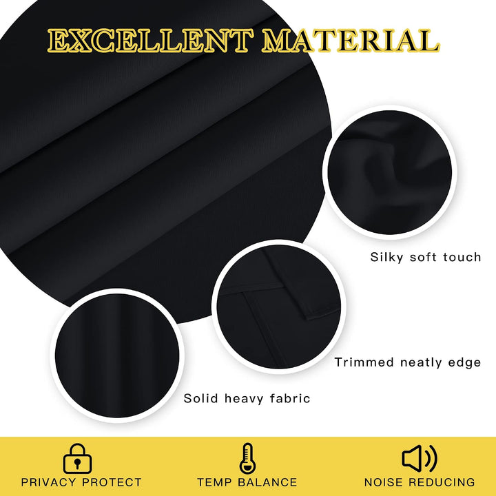 Black curtain fabric and stitching details