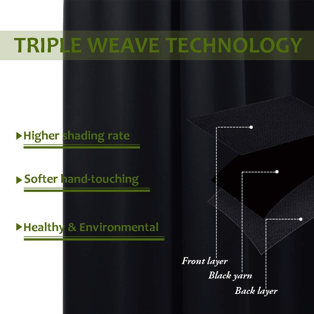 Black curtain triple weave construction