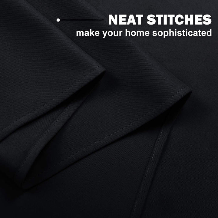 Black kitchen curtain stitching detail
