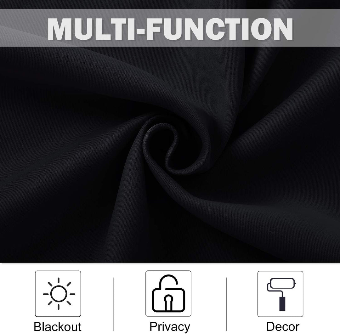 Black kitchen curtain fabric detail